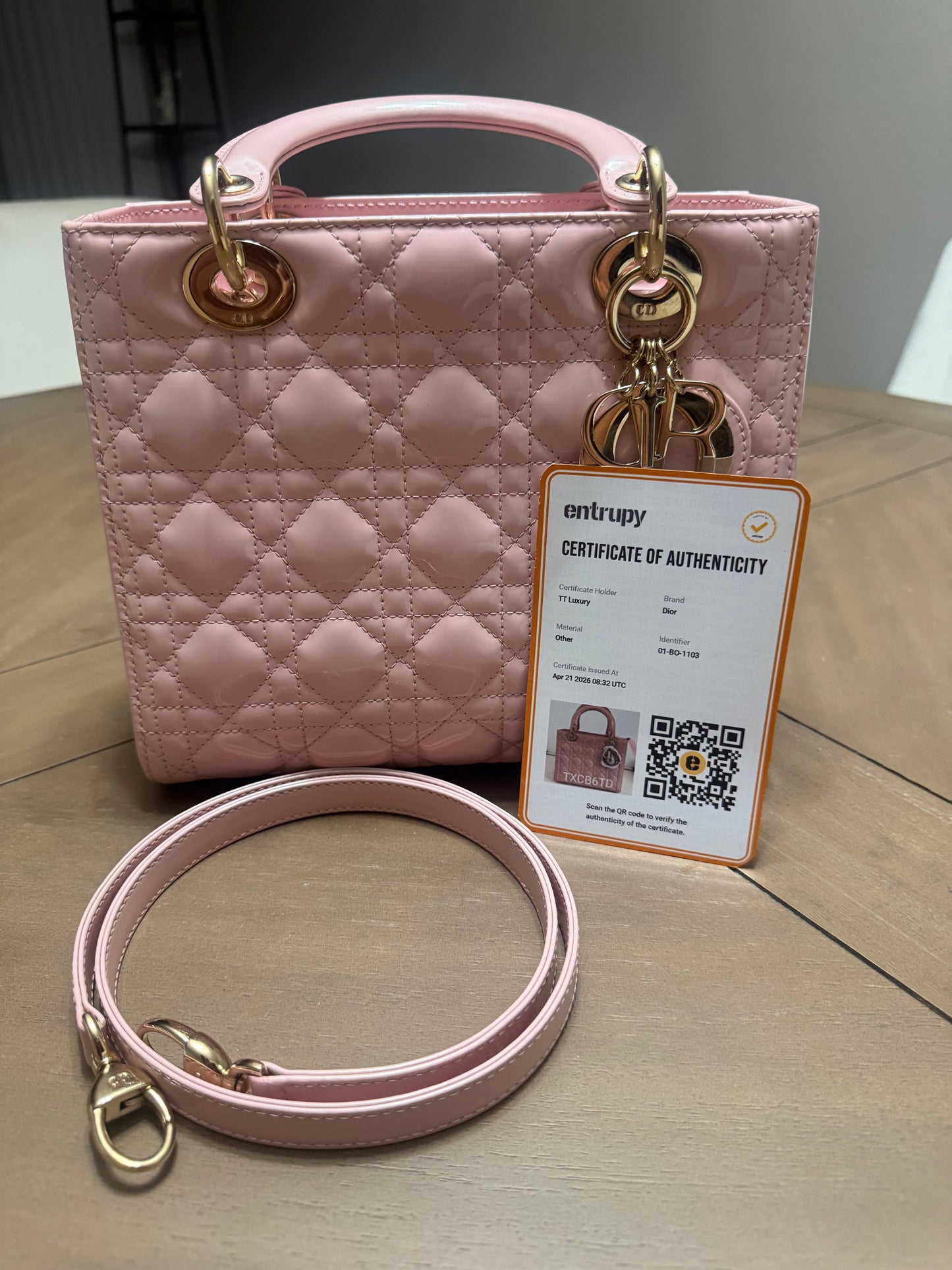 Lady Dior Patent Leather Medium Shoulder Bag