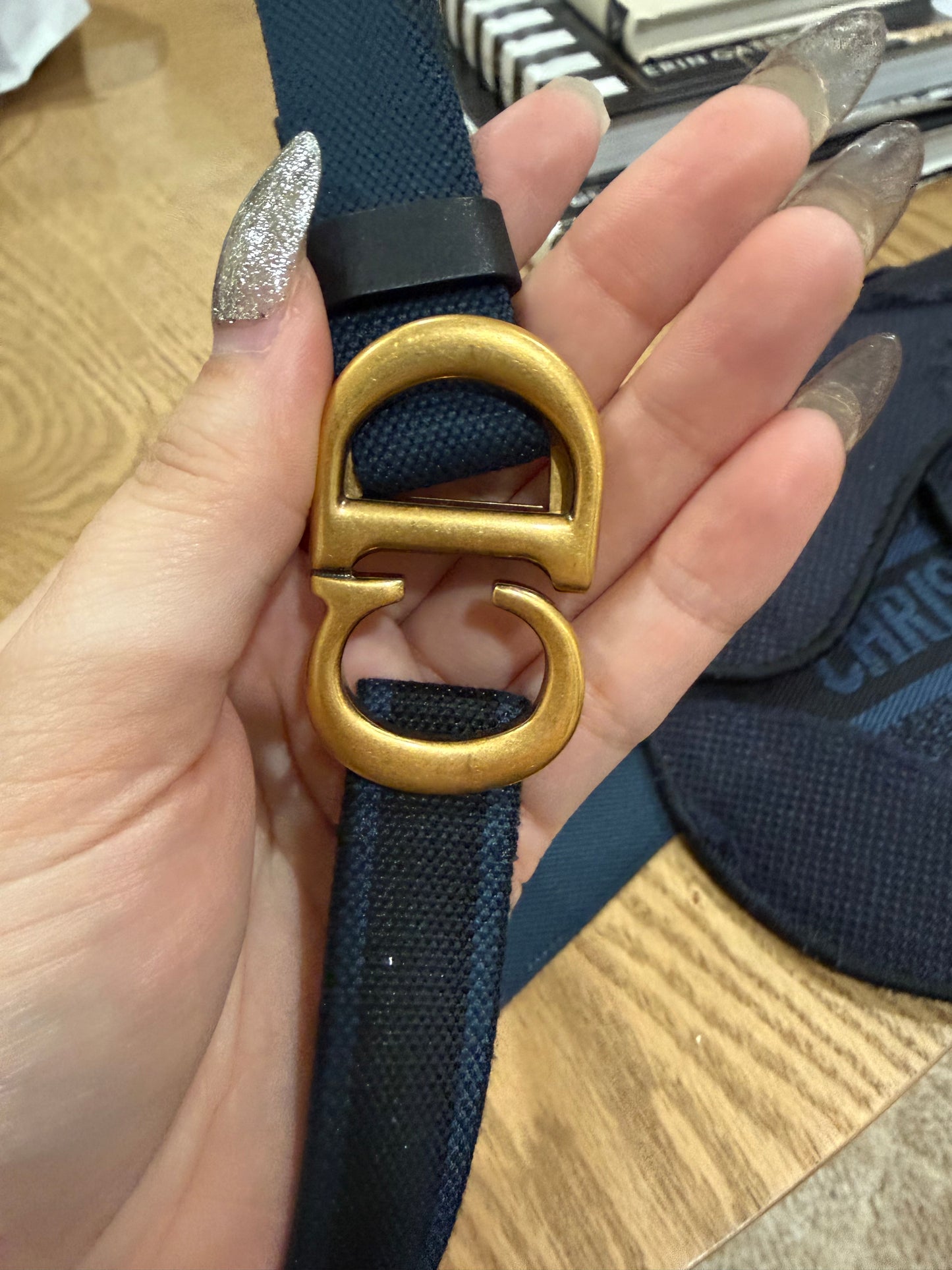 Pre-Owned Christian Dior Navy Saddle Belt Bag