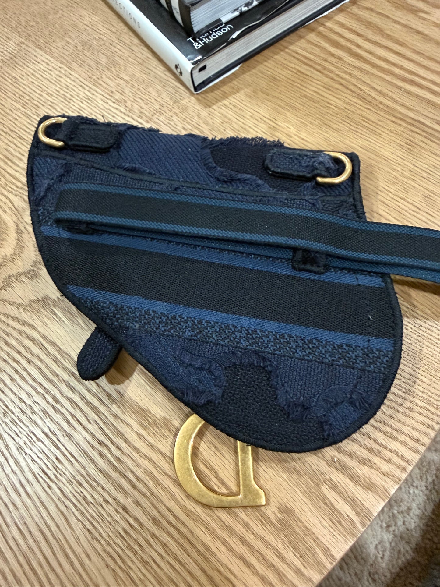 Pre-Owned Christian Dior Navy Saddle Belt Bag