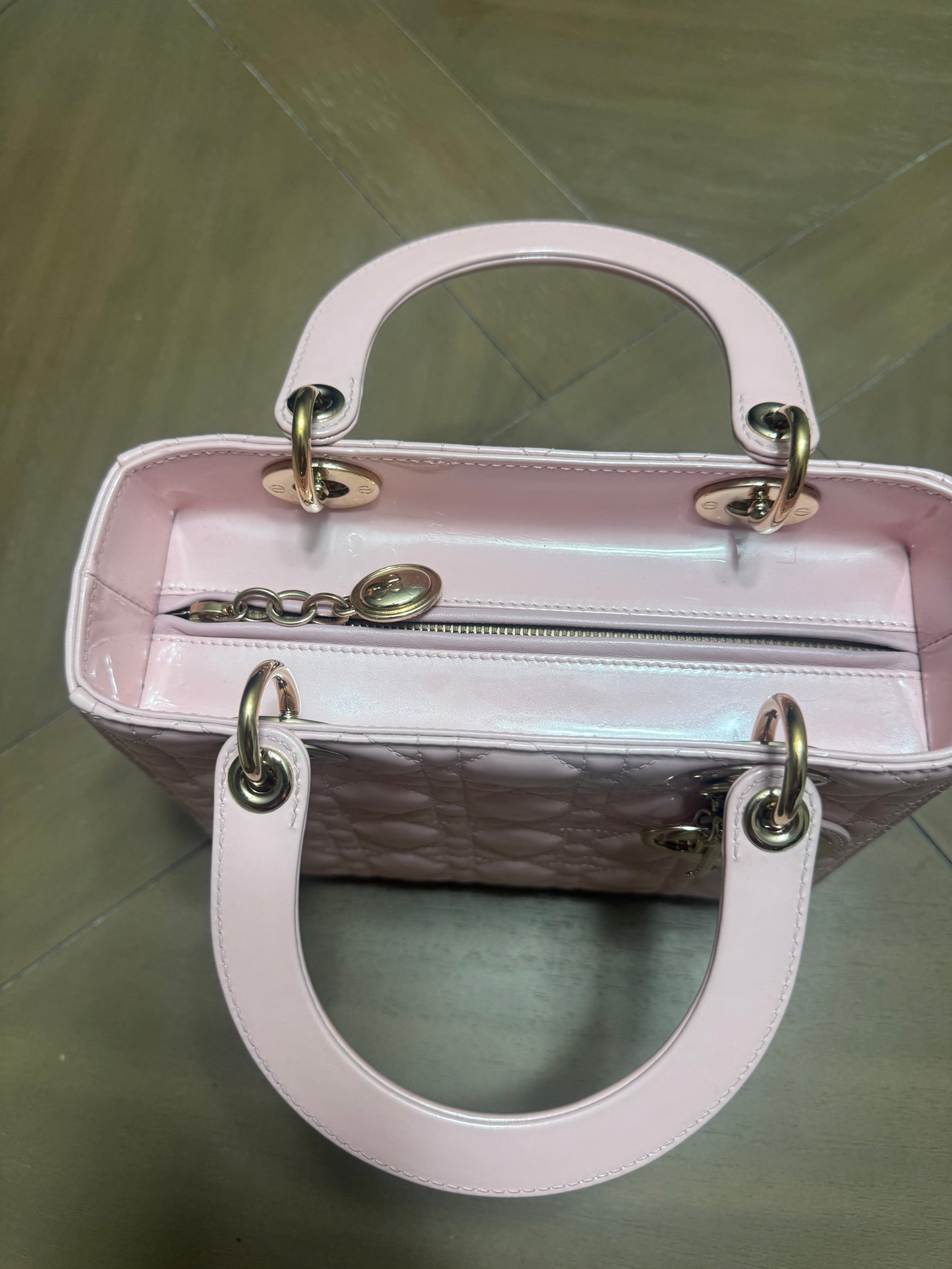 Lady Dior Patent Leather Medium Shoulder Bag