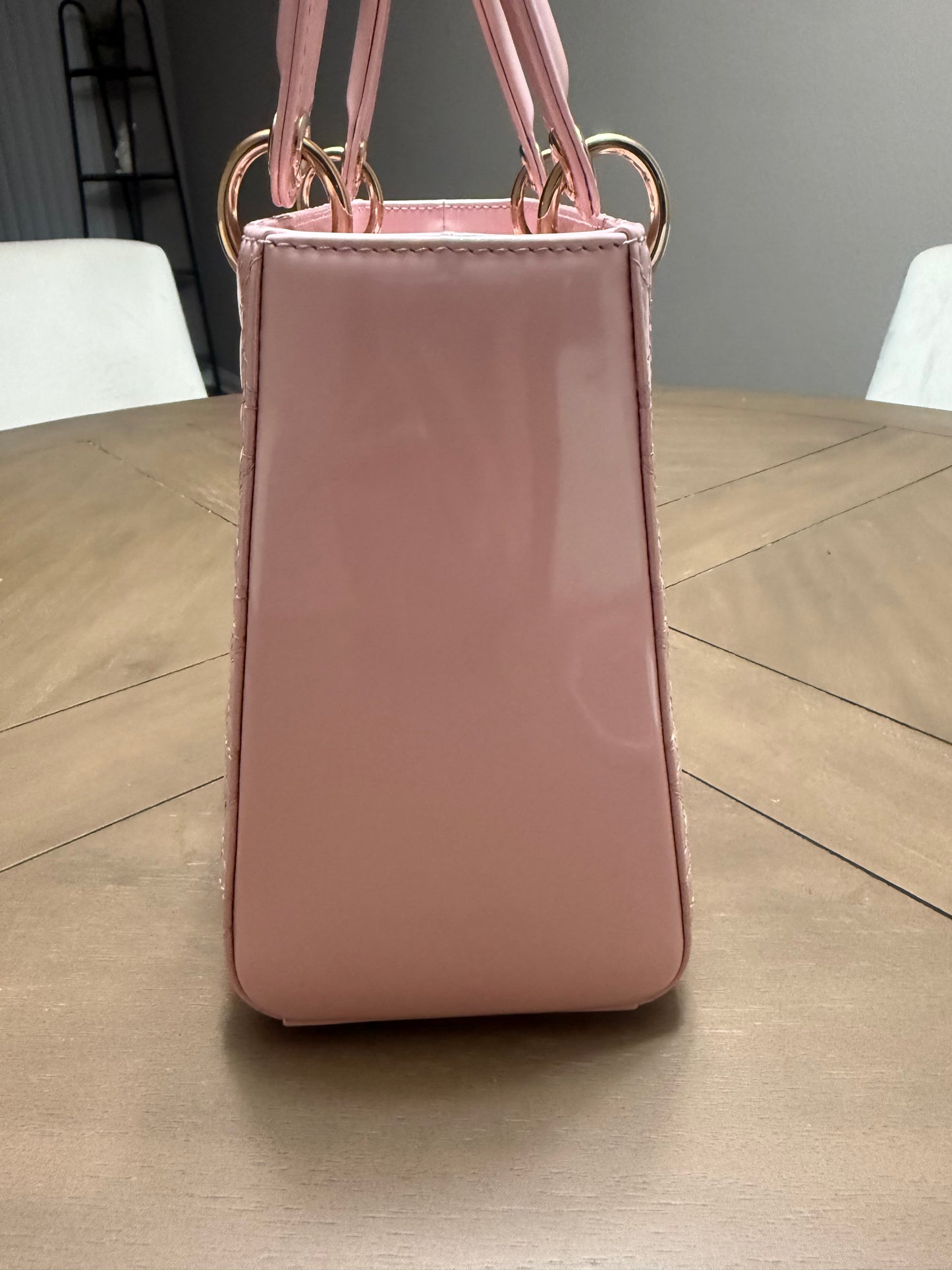 Lady Dior Patent Leather Medium Shoulder Bag