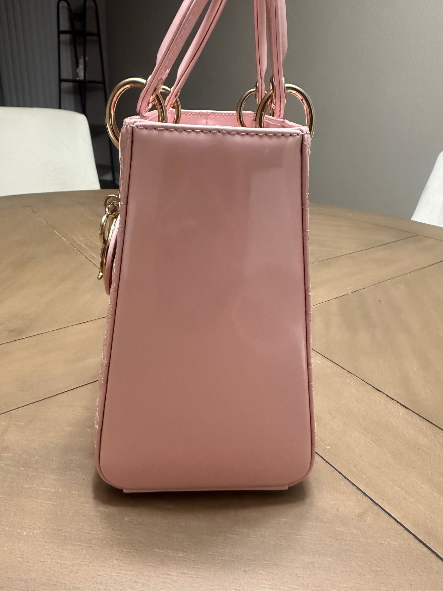 Lady Dior Patent Leather Medium Shoulder Bag