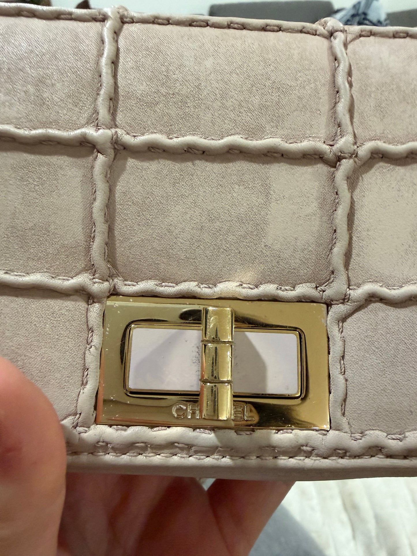 Chanel Mini Beige Lambskin 2.55 Flap Bag