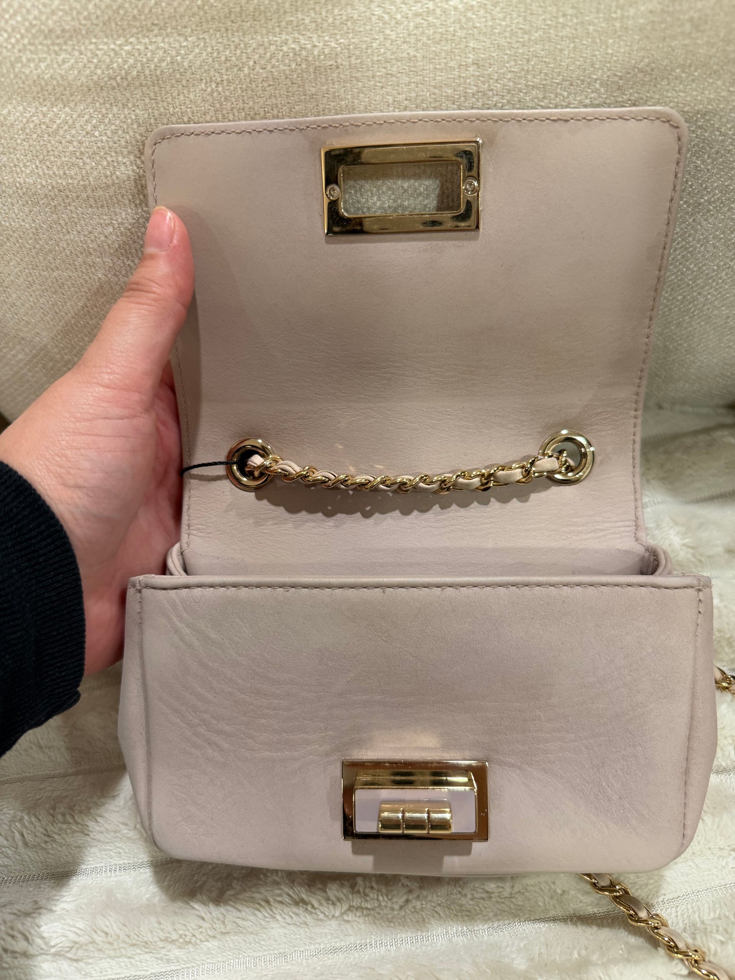 Chanel Mini Beige Lambskin 2.55 Flap Bag