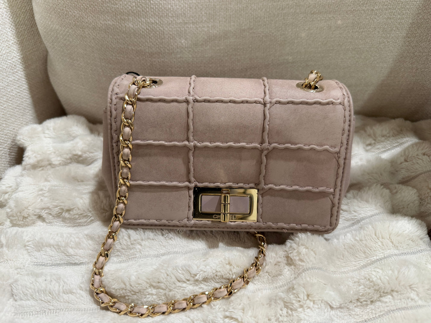Chanel Mini Beige Lambskin 2.55 Flap Bag